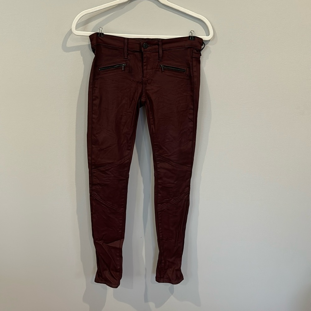 AG jeans with leather coating- Maroon size 25